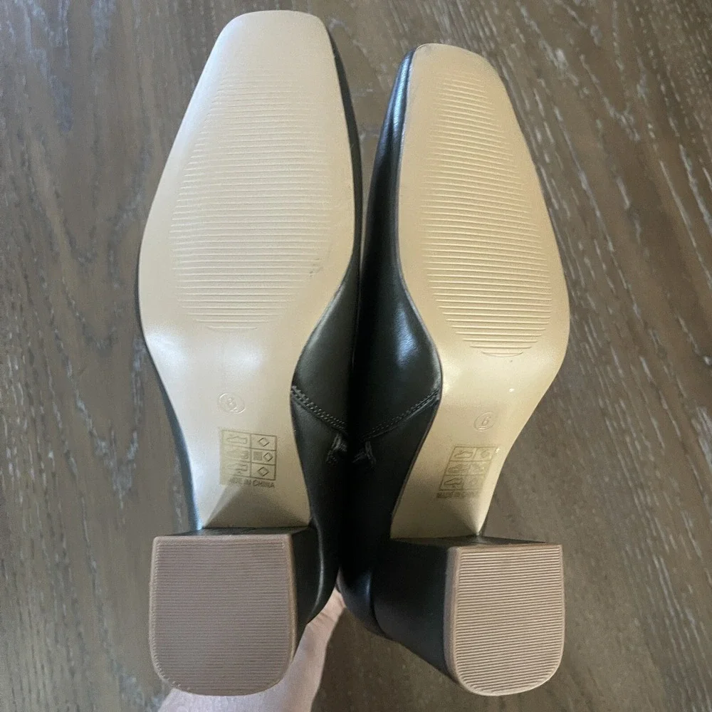 Square‎ Toe Olive Green Ankle Boots Block Heel Side Zip Booties Size 6